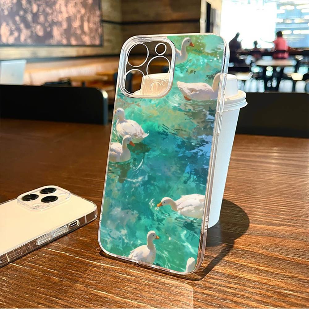 Чехол для телефона «Ленивый гусь» для iPhone 17, 16, 15, 14, 13, 12, 11 Plus, Pro Max, мягкий прозрачный чехол