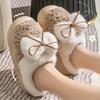 Thick Bottom Bow Cotton Slippers Women's Winter New Indoor Home Non-slip Warm Soft Bottom Plush Slippers