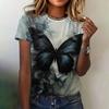 T-shirt Women's Clothing Round Neck Butterfly Print Short Sleeve Summer Casual Breathable Top Loose Comfortable Women's T-shirt