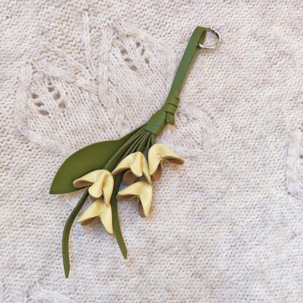 Handmade Tulip Bouquet Leather Pendant Cartoon Bag Pendant Cute Flower Pu Keychain Car Accessory