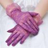 UV Protection Mittens Lace Gloves White Bride Gloves Rose Flower Pattern Party Dressy Gloves