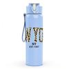 1PC New York City Retro Text Print 750ml Color Plastic Sports Water Bottle Leakproof Flip Straw Lid Suitable for Sports Office Home Use