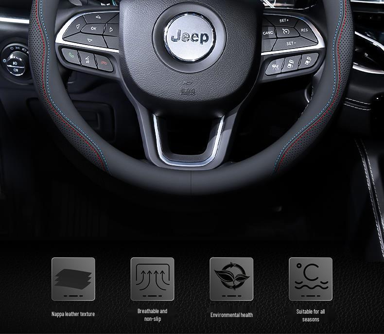 Натуральная кожа Рулевое колесо Чехлы для Jeep Compass, Cherokee, Renegade, Wrangler Ручка.