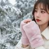 Elastic Cuff Half Finger Mittens Fleece Lined Plush Wrist Sleeve Faux Fur Handwarmer  Office Typing