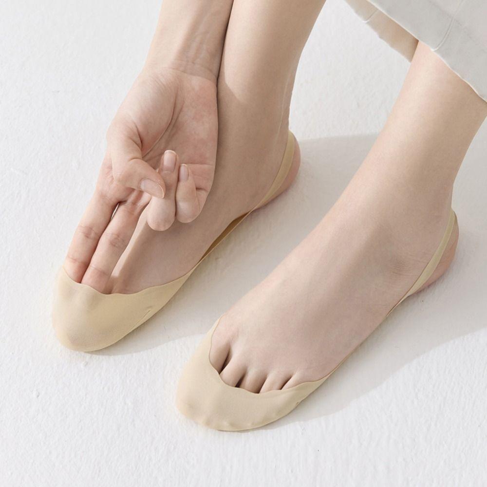 4Pairs Ultra-thin Ice Silk Socks Invisible Half Palm Boat Socks Soft Half Feet Socks Summer