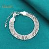 Women Bracelet Adjustable Braided Hollow Out Silver Color Polished Wide Couple Bangle Daily Wear Prom Wrist Jewelry Holiday Gift