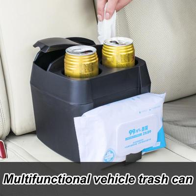 Автомобильная мусорка Держатель для стакана Автомобильный мусорный бак с держателем для стакана Очень большой контейнер для отходов Ящик для хранения Многофункциональная автомобильная мусорка