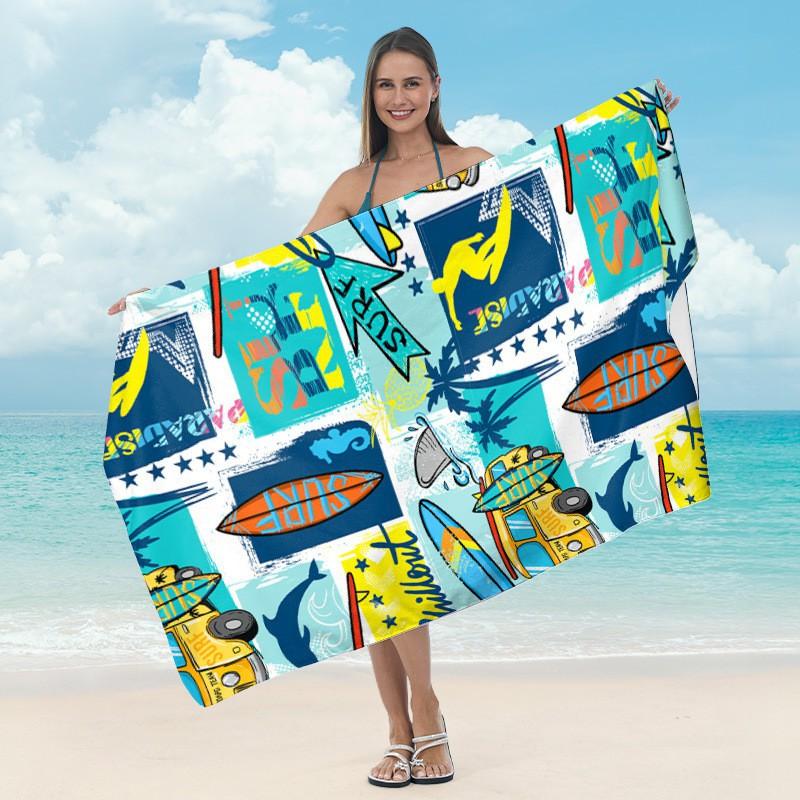 Ultrafine Microfiber Beach Towel Adults Quick-Dry Swim With Digital Print Lightweight Absorbent Bath Pool Sea Travel Yoga
