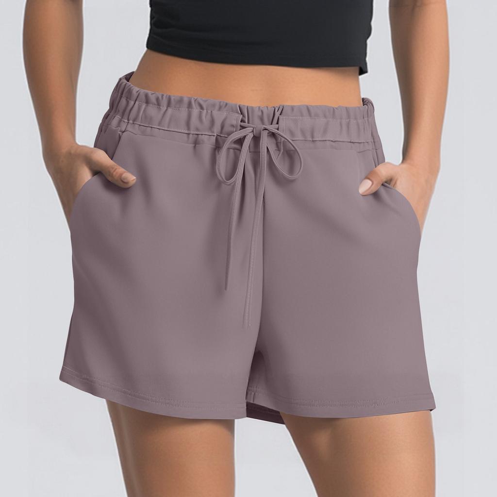 Women's Summer Drawstring Sports Shorts High Waist Casual Shorts With Pockets