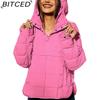 BITCED Women's Warm Cotton Coat with Zip-Up Cardigan