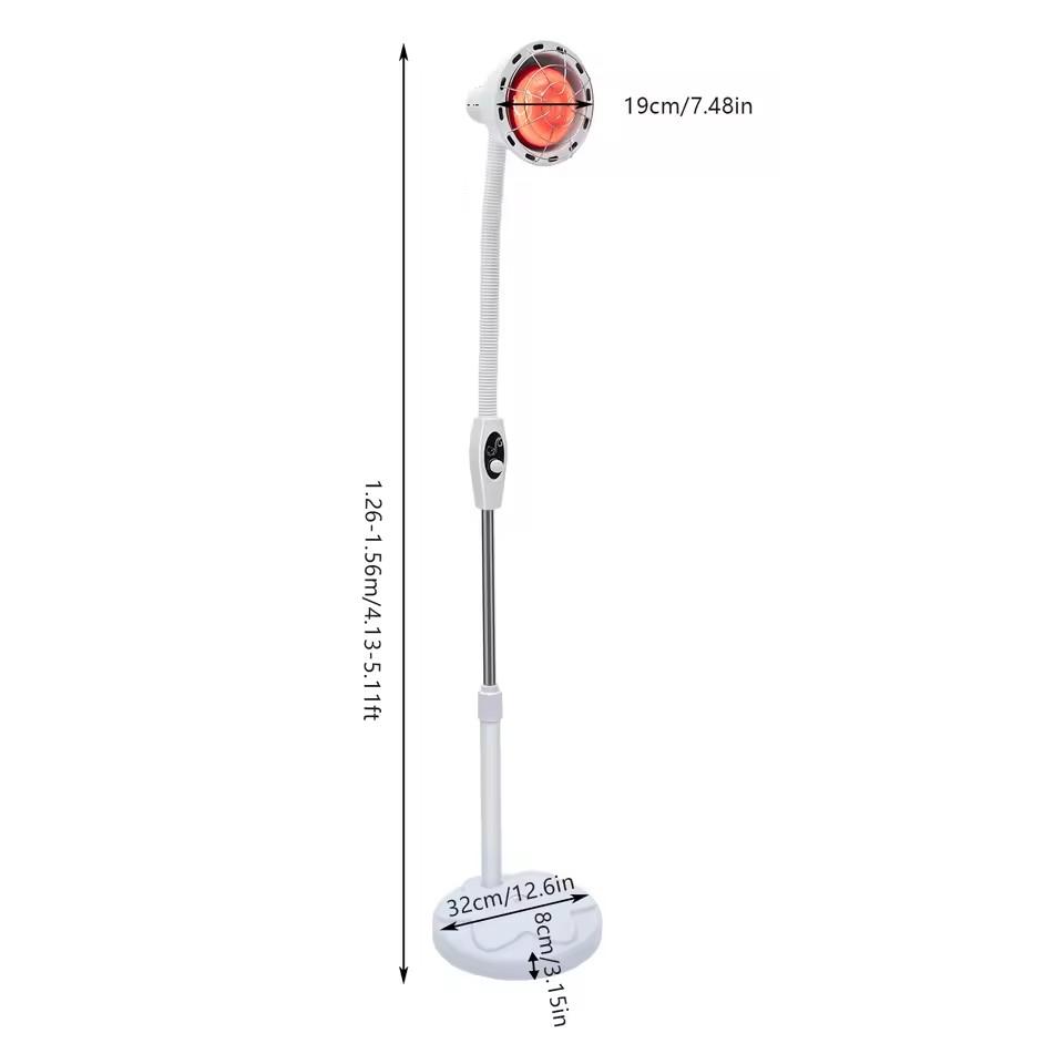 Регулируемая инфракрасная тепловая лампа 275 Вт для облегчения мышечной и суставной боли, вращаемый на 360° инфракрасный терапевтический свет, контроль температуры 0-115℃