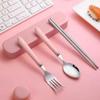 Портативная столовая посуда палочки для еды ложка вилка нержавеющая сталь пластик студенческая столовая посуда столовая вилка ложка палочки для еды набор легко носить с собой
