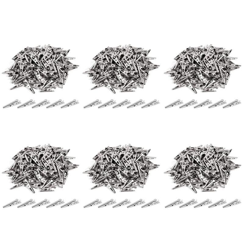 ABJI-600PCS 1.06IN / 27Mm Mini Metal Alligator Clips, Crocodile Clamps Silver Tone Nickel Plated Test Line Spring Clamps.