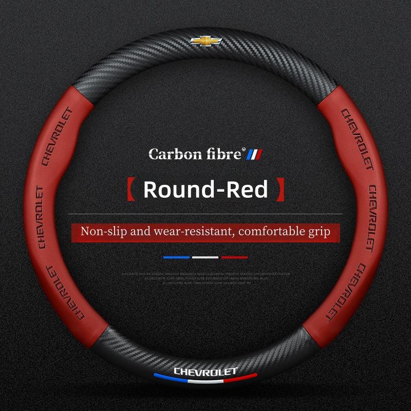 AABHK1 Carbon Fiber Car Steering Wheel Cover Breathable Anti Slip Steering Covers For Chevrolet Colorado Cruze Spark Captiva Malibu