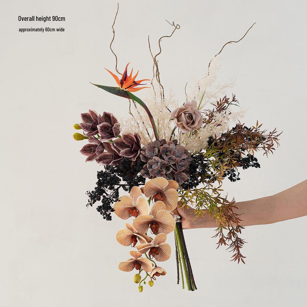 French Retro Handheld Artificial Flower Bouquet - Realistic Decorative Fake Floral Photography Props for Home Decor.