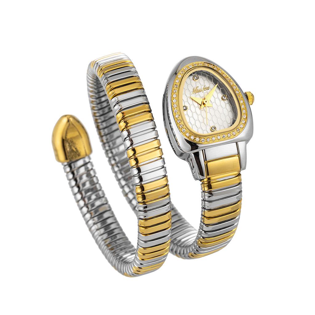 MISSFOX Women's Watches New Quartz Snake Shape Simple Ladies Watch Fashion Unique Strap Waterproof Wristwatches