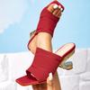 Women's Red Irregular Heel Sandals - Stylish, Comfortable High Heels for Parties