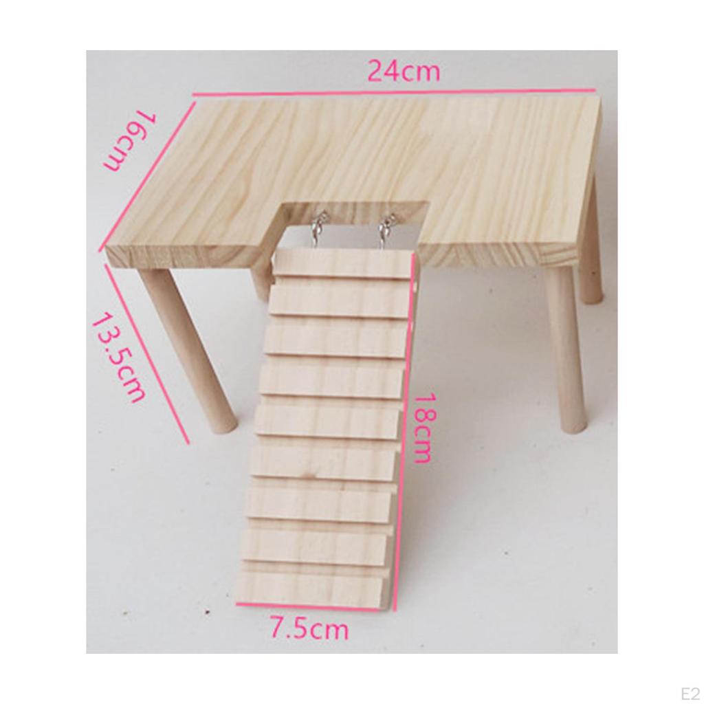 Small Animals Wooden Platform Durable Toys with Ladder Stable Cage Accessories Wood Desk