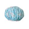 Fashionable Waterproof Double-Layer Cartoon Shower Cap for Women