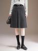 Elegant High-Waisted Woolen A-line Midi Skirt - Winter 2025