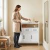 Sideboard With Adjustable Shelves Buffet Cabinet With 3 Drawers 3 Doors 95 Cm White