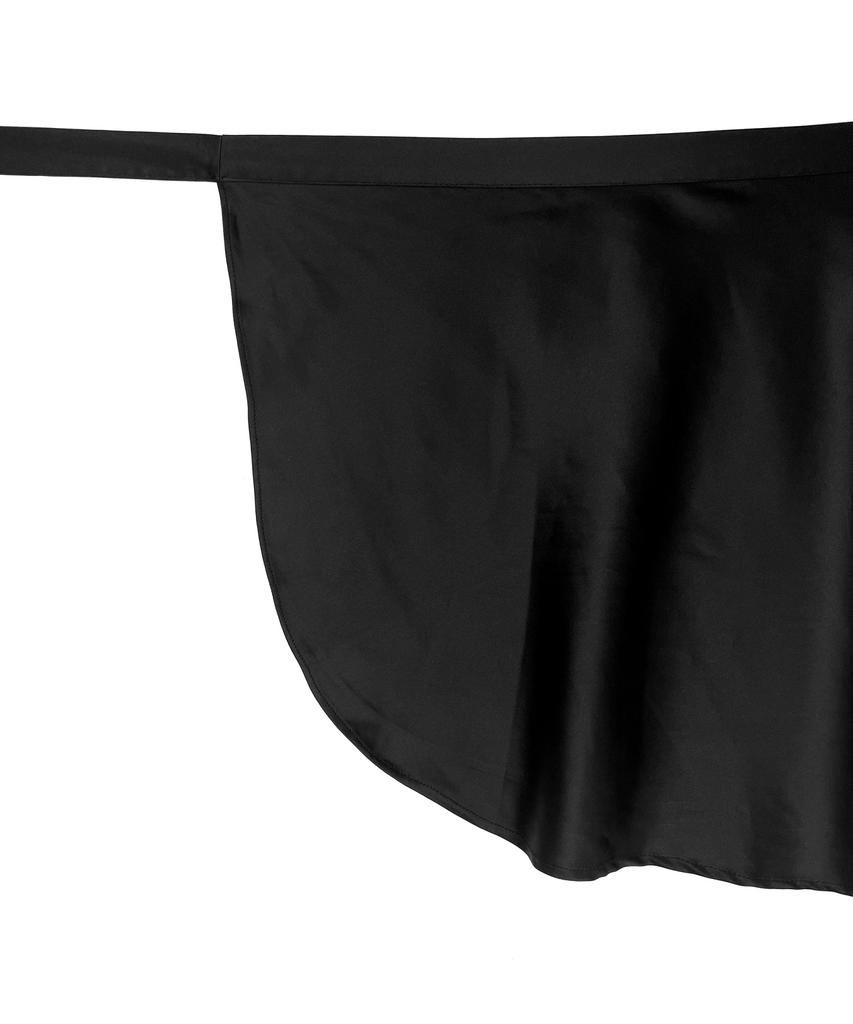 Black Crush Satin Mini Wrap Skirt