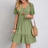 European & American Women's Summer Dress - Loose, Casual, Short Sleeve, Waist-Tie, Flowy Design for 2025