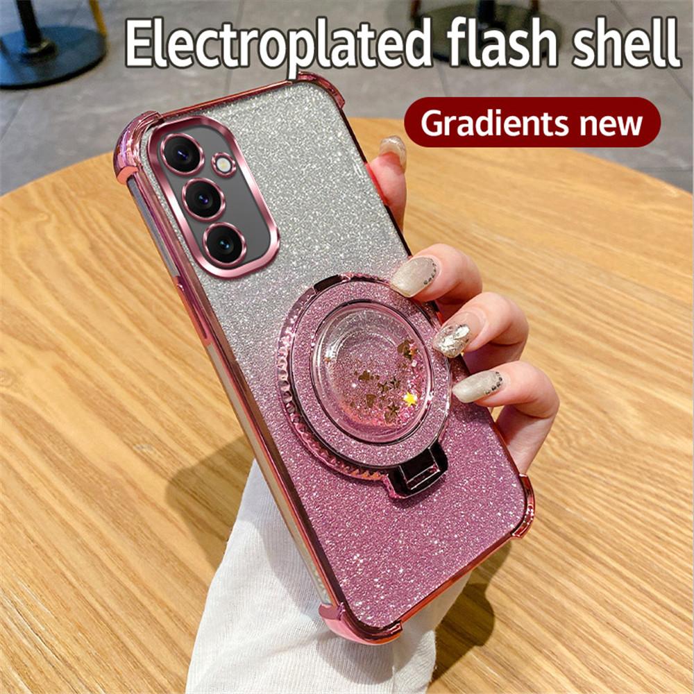 Чехол для телефона Quicksand Glitter с магнитной подставкой для Samsung A15 A25 A35 A55 A54 A34 A14 A24 A13 A53 A23 A33 A32 A52 A51, мягкий чехол