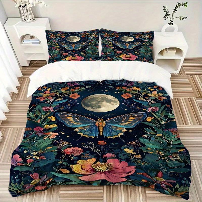 3pcs Butterfly Garden Bedding Cover Set, Fashion Classic Popular Print Bedding Set, Soft Comfortable, All - Season Use, For Bedroom191