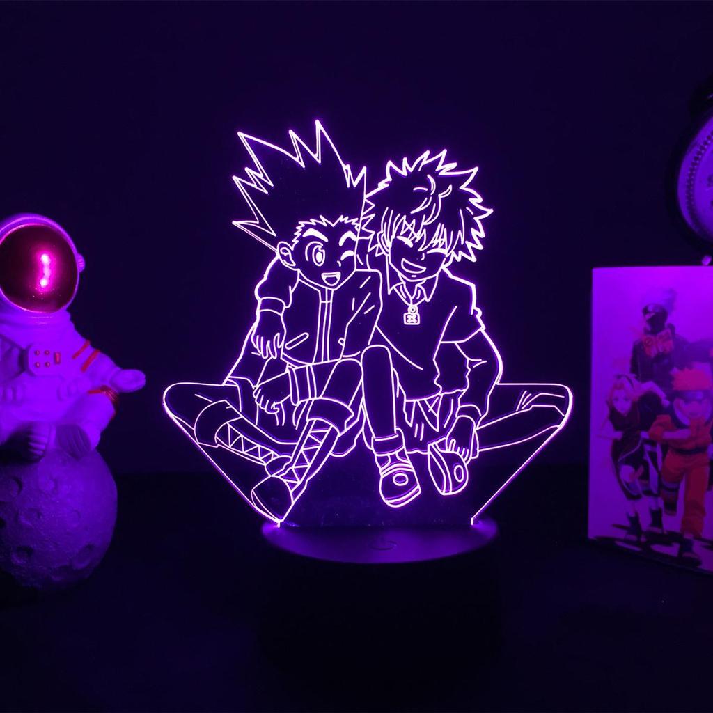 3d лампа аниме Hunter X Hunter Killua and Gon для декора спальни ночник подарок на день рождения светодиодный ночник манга HxH Killua