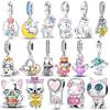 Шармы Оригинальный Медный Желтый Сердце Луна Циркон Подвеска Кошка Бусина Подходит Браслет Женские Ювелирные Изделия Сделай сам Изысканный Подарок Аксессуары
