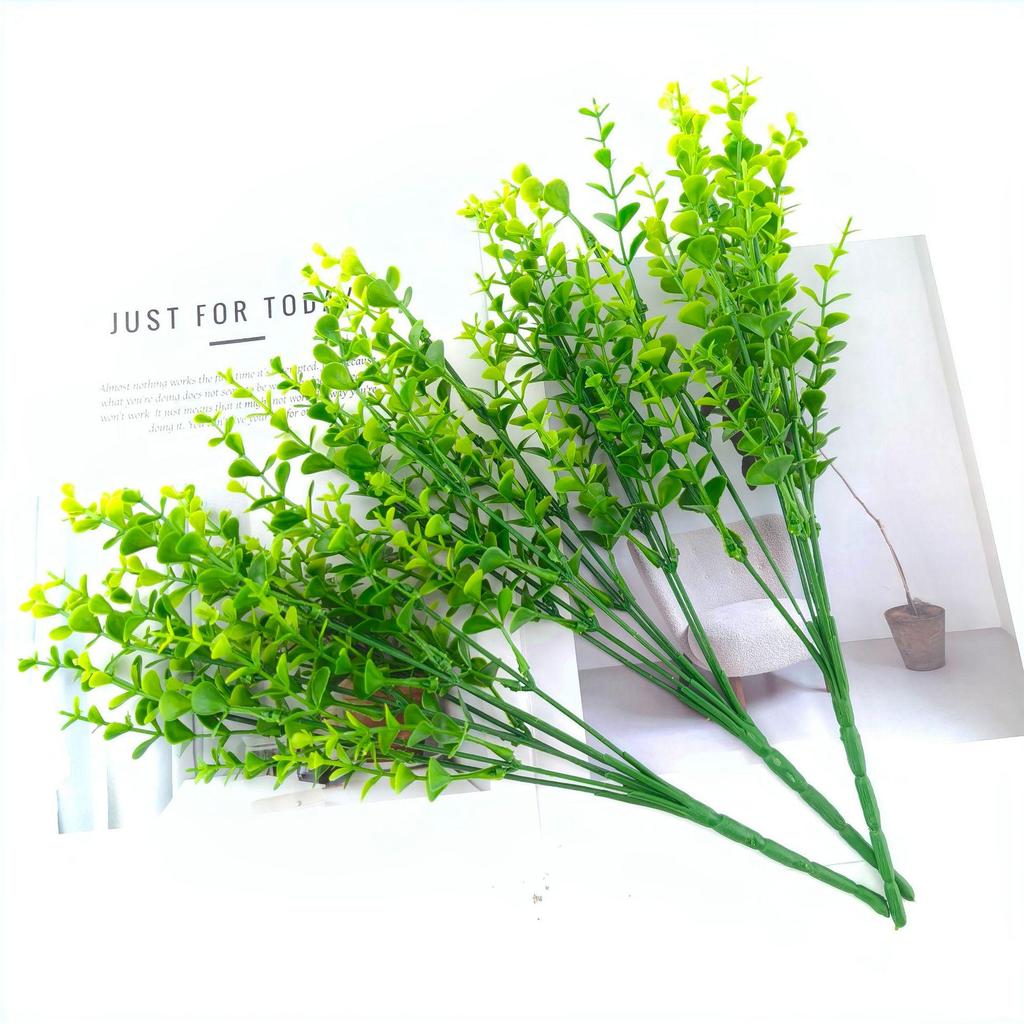 7-Prong Eucalyptus Artificial Plant with Green Leaves in Pot