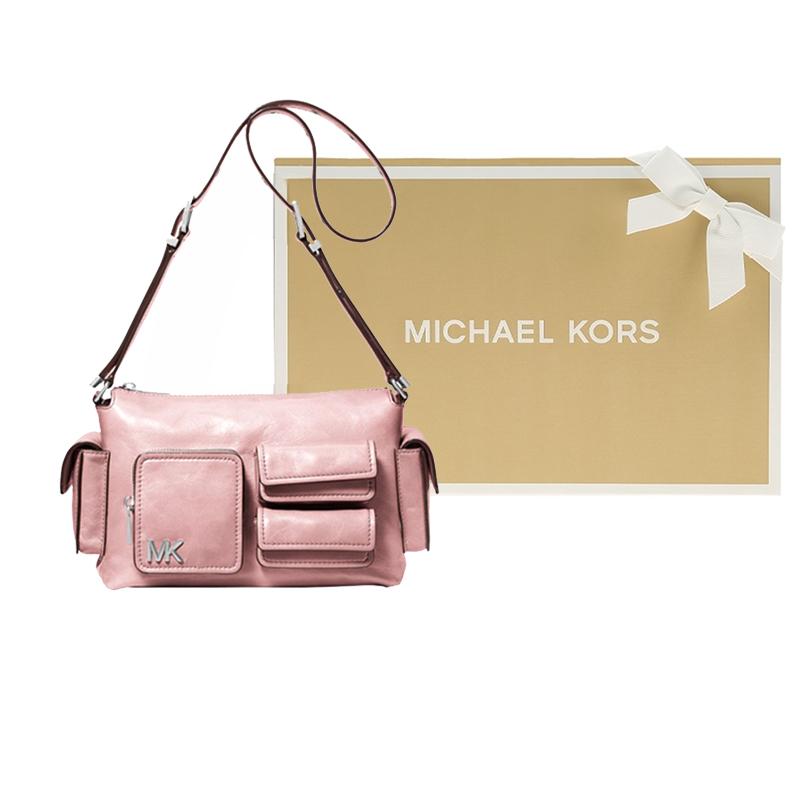 Michael Kors Кожаная сумка через плечо в мотоциклетном стиле Dakota, средняя, женская, розовая 30S5SM3L8Y-688