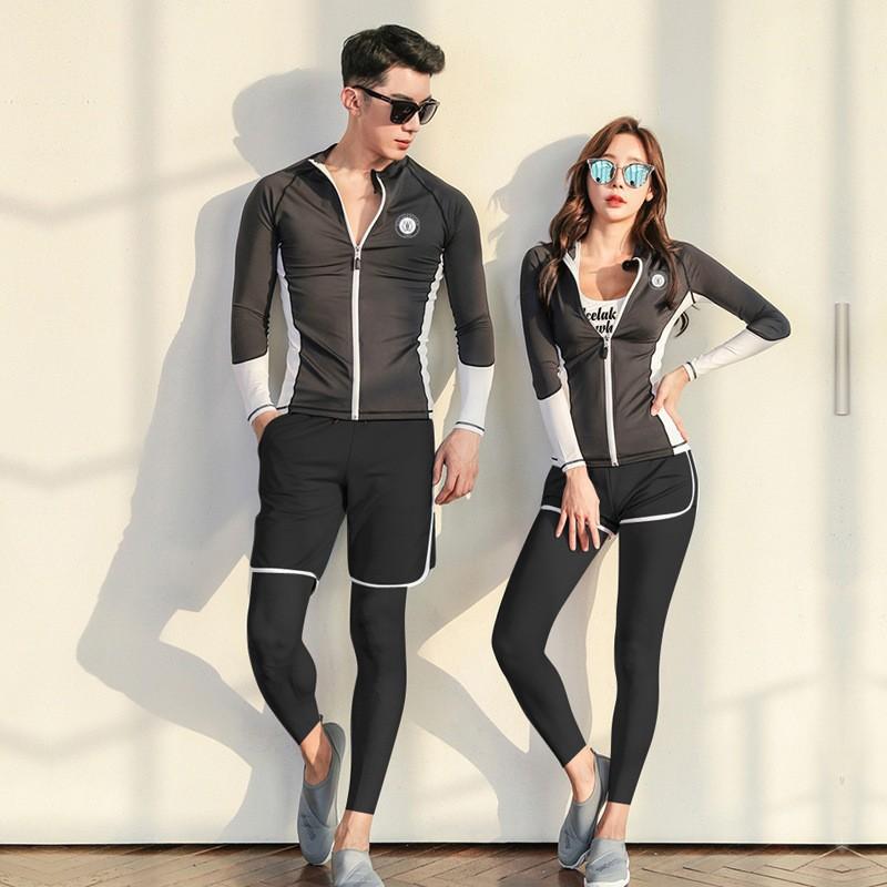Men Women Long Sleeve Shorty Wetsuit Rash Guard Quick Dry Sun Protection Swimming Diving Snorkeling