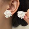 New Big White Flowers Stud Earrings for Women Personality Fashion Unique Design Bijoux Wedding Zircon Wholesale Birthday Gift