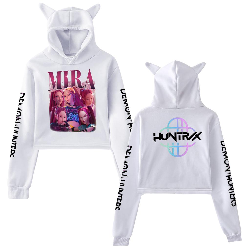 Модный Kpop Худи Охотники на демонов Huntrix С капюшоном с кошачьими ушками Пуловер Руми Мира Зои Узор Косплей Костюм Студенческие Осенние Топы