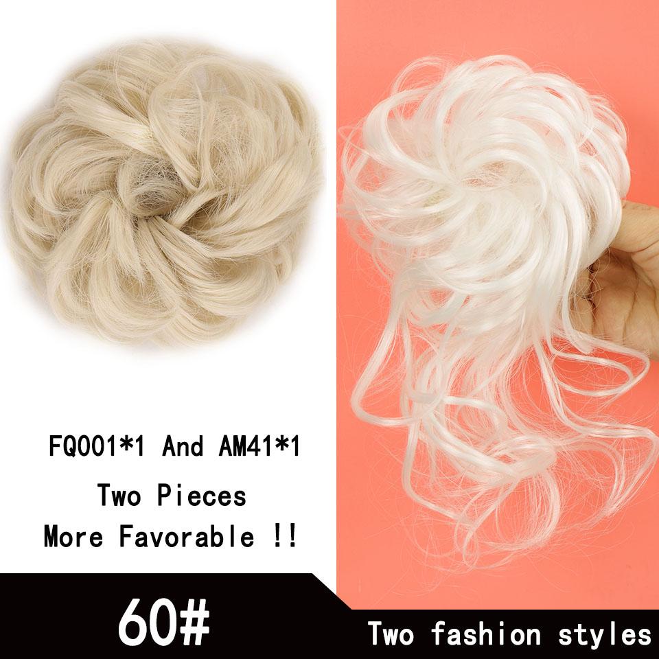 Short Messy Fluffy Chignon Donut Hair Bun Pad Elastic Hair Rope Rubber Band Synthetic Ponytail Hair Extension