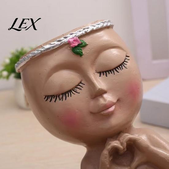 Artistic Sculpture Flower Pot Face Planter Pot, Cute Resin Head Vase for Succulents Flowers, Decorative Unique Home Office Ornaments Indoor