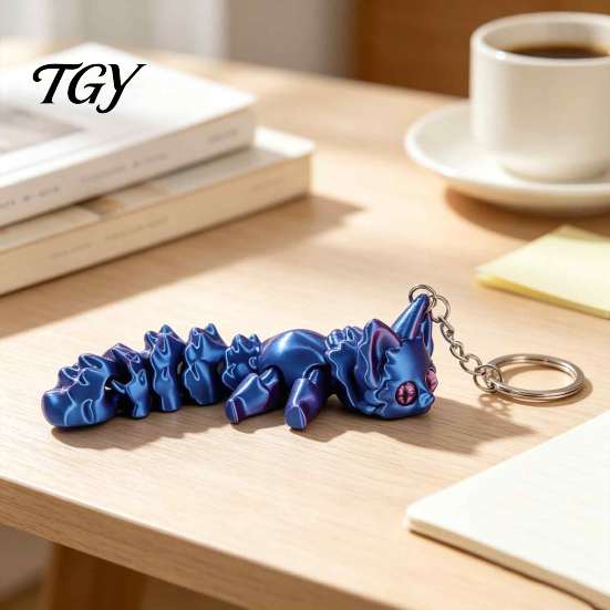 Creative Keychain for Men Women 3D Printed Articulated Fox Keychain, Flexible Joint Animal Pendant with Metal Personalized Bag Key Ring, Desk Figurine