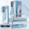 For Samsung Galaxy Z Fold6 7 Phone Case Spring Hinge Pen Slot Holder With Pen Electroplating Transparent Shell Film ZFold6 Cover
