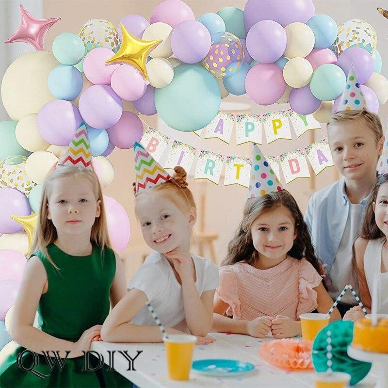 Макарон конфетти Единорог с днем ​​рождения воздушный шар гирлянда для мальчиков и девочек украшения для вечеринки детский душ дети латексные шары арка