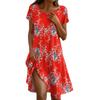 Short Sleeve Boho Dress For Women Casual Loose Fit Summer Sundress Floral Print Dress With Pockets