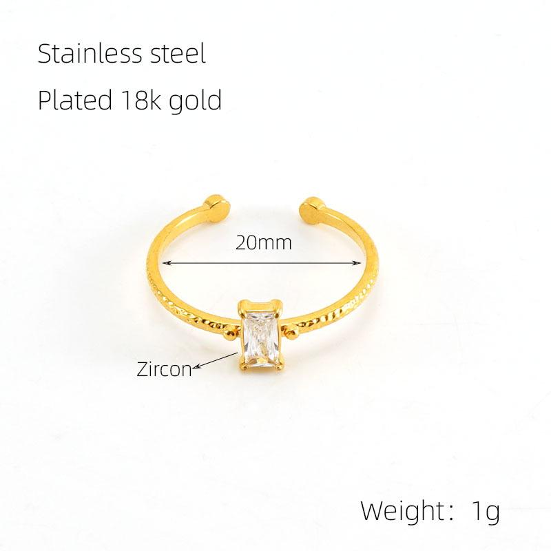 New Fashion Stainless Steel Zircon Ring Temperament Light Luxury Jewelry Titanium Steel 18k Opening Adjustable Ring