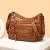 Fashion Women'S Large Space Woven Messenger Bag Simple Atmosphere Multi-Compartment Soft Leather High Sense