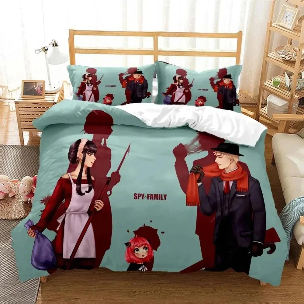 Аниме Шпион × Семейный комплект постельного белья Anya для мальчиков и девочек, двуспальный пододеяльник, наволочка, детская кровать, взрослая мода, домашний текстиль, текстиль
