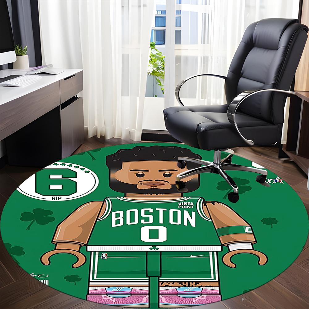 1 шт. Круглый ковер для офиса Boston Celtics, коврик для помещений, подходит для офиса, под офисные стулья, спальни, гостиной, домашнего декора, декора комнаты110