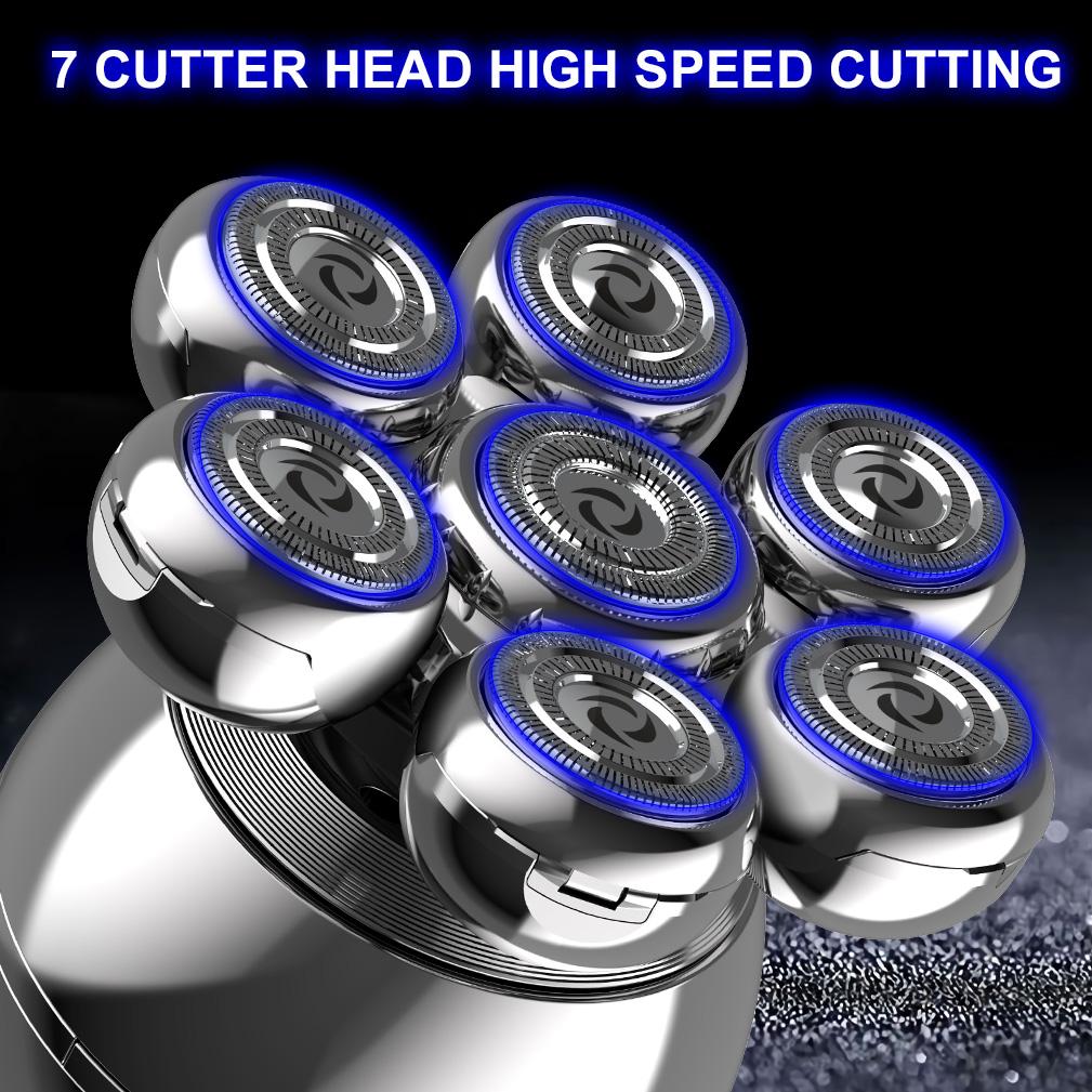 7D Electric Head Shaver for Bald Men - Modern Design Head Shavers - Electric Men's Grooming Kit Anti-Pinch Cordless and Rechargeable CDN