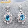 Sace Gems Женские серьги из стерлингового серебра 925 пробы, 5*7 мм, серьги-гвоздики с натуральным швейцарским синим топазом, ювелирные изделия для свадебной вечеринки