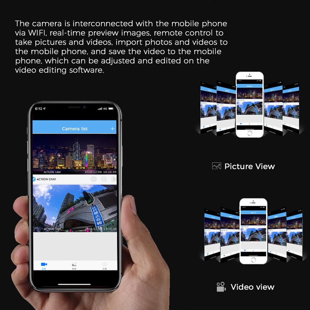 Экшн-камера 2,0-дюймовый Ips HD-экран с дистанционным управлением Водонепроницаемая спортивная 4K видеокамера рекордер на открытом воздухе мини-портативная веб-камера