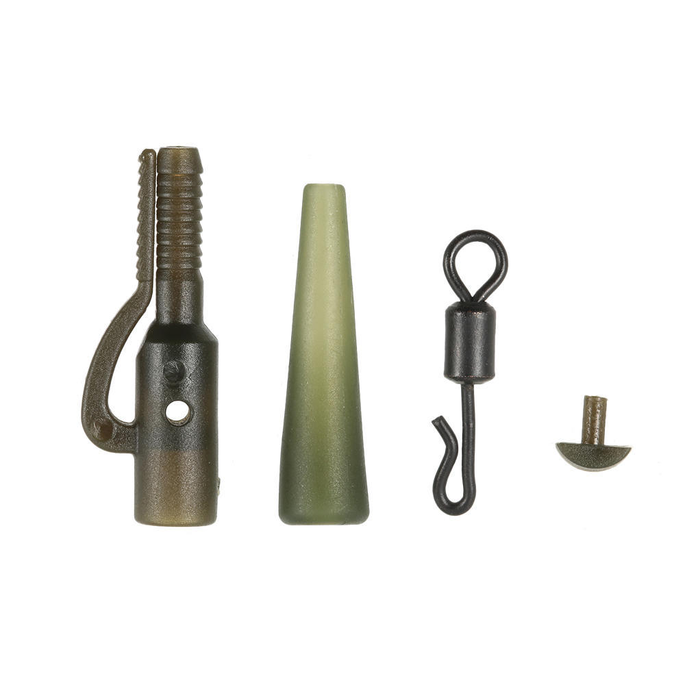 120pcs 30Set Fishing Set Safety  Clips Tail Rubber Tubes with Pins  Swivels Carp Fishing Terminal Tackle Tool